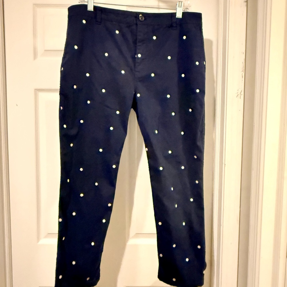 J.Crew Vintage Straight Polka-Dot Stretch Chino Pants.